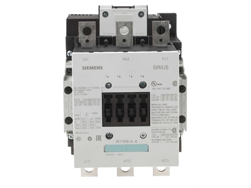 Siemens 3RT10566AP36, Kontaktor, Sort, IP20, Vekselstrøm/jævnstrøm, 120 mm, 170 mm