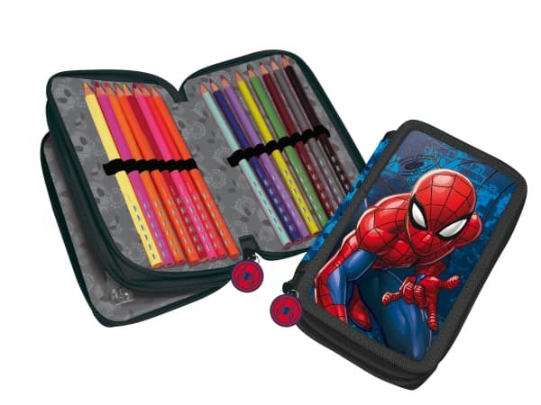 SPIDERMAN, filled double pencil case