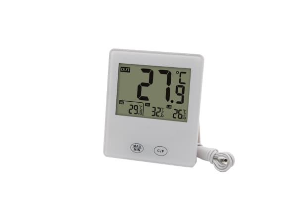 Digital indoor-outdoor thermometer w wired sensor
