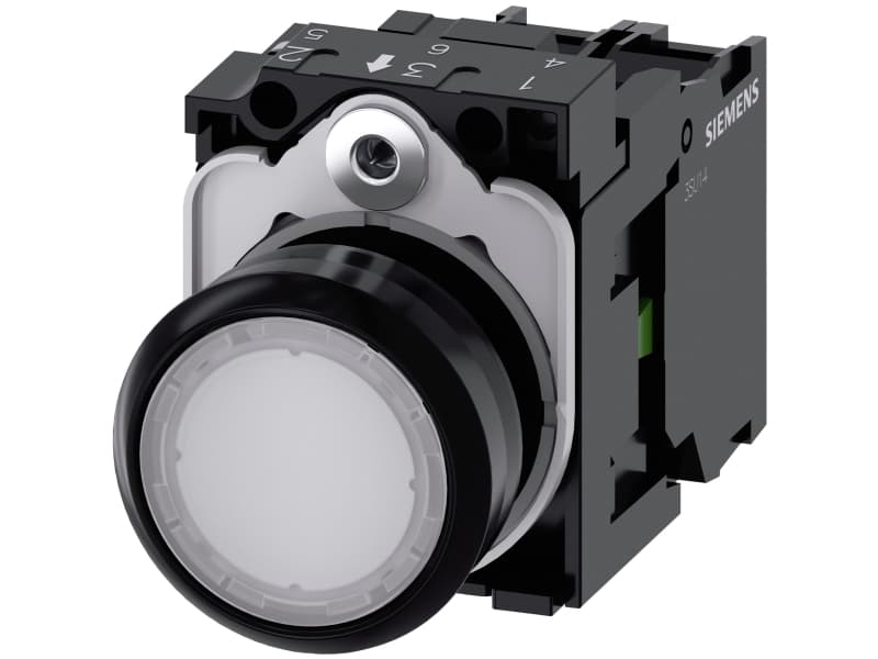 Siemens 3SU1102-0AB60-1BA0 Valokytkin Eturengas muovia, säätönuppi litteä Valkoinen 1 kpl