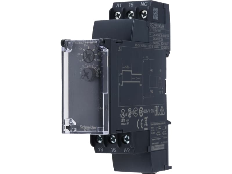 Ajastin viivästetty pudotus 1s-10m 1 C/O 8A 24-240V
