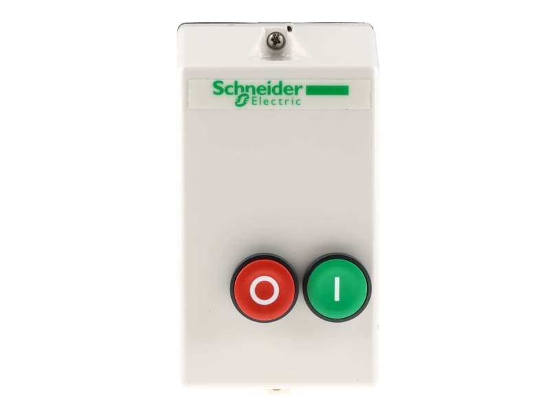 SCHNEIDER ELECTRIC Moottorikäynnistin kotelossa ilman lämpörelettä, käynnistys (vihreä) pysäytys (punainen), 4KW, 400V AC, 9A AC33-napaan , ohjausjännite 230V AC, IP65