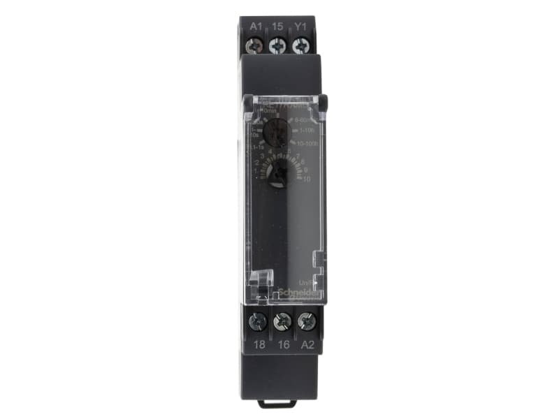 SCHNEIDER ELECTRIC Aikarele viivästetty kytkentä 2 funk. aika-alue kytkin kosketin aika-alue 1s-100h 24-240VAC/DC