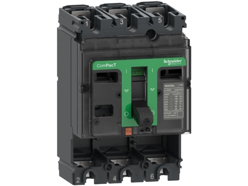 Maksimalafbryder uden strømrelæ, ComPacT NSX160N, 50 kA ved 415 VAC 50/60 Hz, 160 A, 3-puolainen