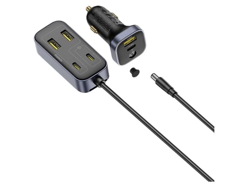 Baseus BackseatPal L1 110W 3 x USB-A + 3 x USB-C -autolaturi 1,5 metrin jatkojohdolla - musta