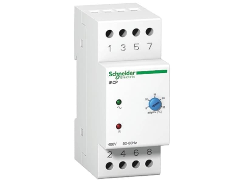 SCHNEIDER ELECTRIC Vaiheiden katkaisurele 1kytkin 8A 3x400Valvoo järjestystä, jännitteen epäsymmetriaa 3-vaihepiirissäLeveys 54mm