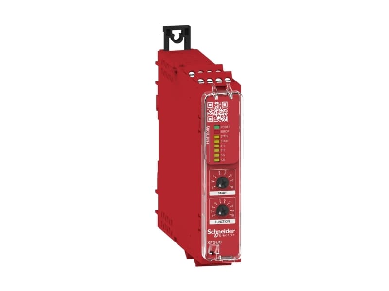 SCHNEIDER ELECTRIC Preventa yleisturvarele kategoriaan 4, jossa on 2 tuloa/2 käsisäätöä ja 2xNO-lähdöt ruuviliittimillä ja 24V AC/DC:llä