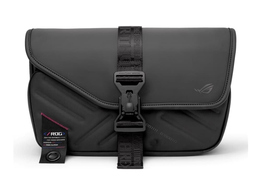 ASUS BC3004 ROG SLASH SLING BAG 4.0, Lähettilaukku, ASUS, musta, PU nahka, Polyesteri, ROG Ally X, Hylkii vettä