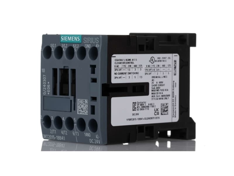 Siemens 3RT2015-1BB41 Kontaktori 3 x katkaisija 3 kW 24 V/DC 7 A apukoskettimella 1 kpl 1 kpl