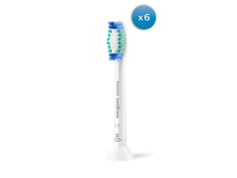 Philips Sonicare ProResults plaque control ProResults HX6016 Harjaspääpakkaus, 6 kpl, 6 kpl, Valkoinen, 3 kuukautta, Keskikokoinen, Sopii moneen, Philips