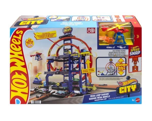 Hot Wheels City Mega Loop Garage, Ajoneuvo ja ratasetti, 4 vuosi/vuosia, Muovi, Monivärinen