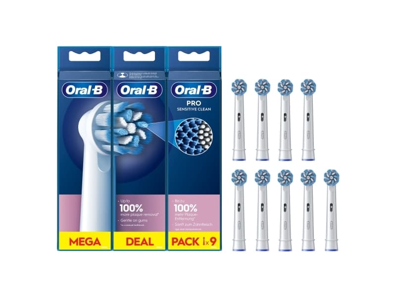 Oral-B Pro Sensitive Clean, 9 kpl, Valkoinen, Erittäin pehmeä, 49,05 g, 180 mm, 18 mm
