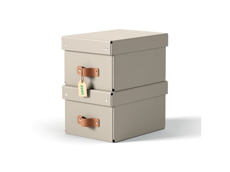 Leitz Puro säilytyslaatikko kannella, pieni, 7L, 100% kierrätyskartonki, 2 kpl, Harmaa, Kartonki, 7 L, 200 mm, 280 mm, 150 mm