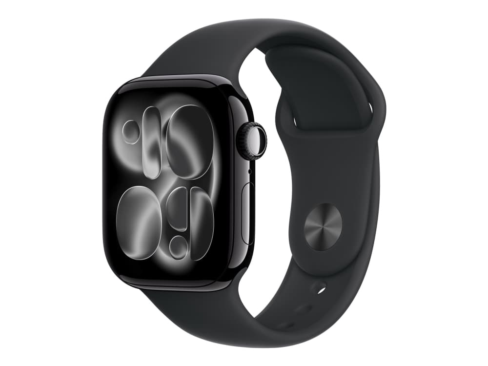 Apple Watch Series 11 GPS + Cellular 42mm Jet Black Aluminium Case with Black Sport Band - S/M