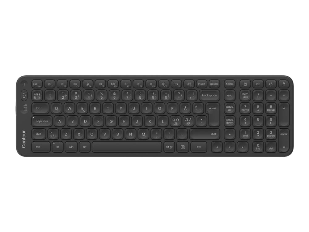 Contour Design Contour Balance Mid-Size langaton näppäimistö, pohjoismainen, Langaton, RF Wireless + Bluetooth, Näppäimen saksikytkin, QWERTY, musta