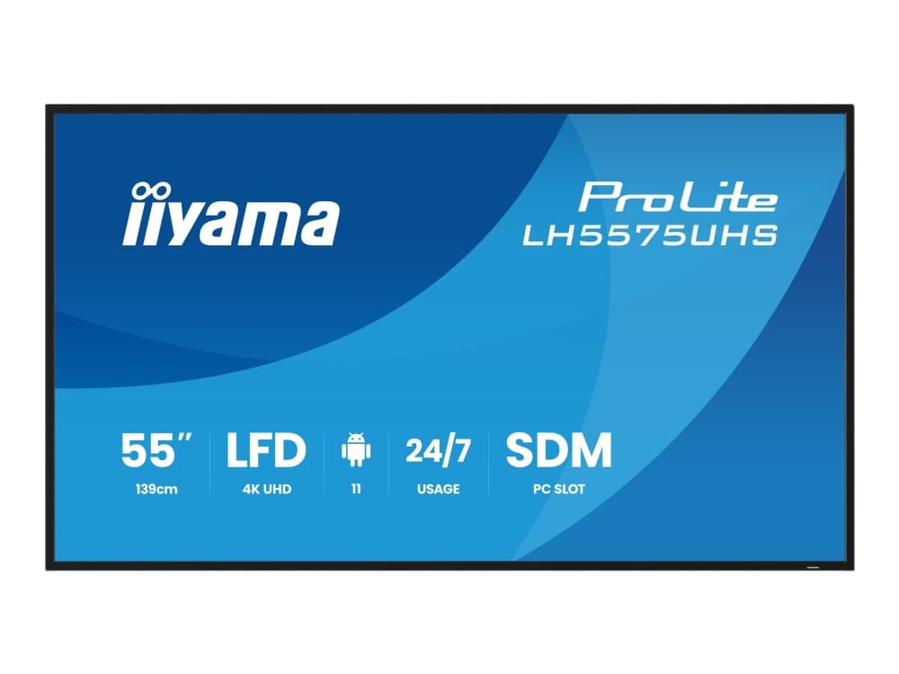 iiyama LH5575UHS-B2AG, Digitaalinen litteäpaneelinäyttö, 138,7 cm (54,6), LCD, 3840 x 2160 pikseliä, Wi-Fi-yhteys, 24/7