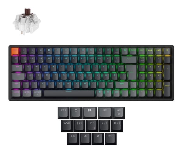 Keychron K4 QMK, 96%, Langallinen ja langaton, USB + RF Wireless + Bluetooth, Magneettimekaaninen näppäinkytkin, RGB LED, Musta
