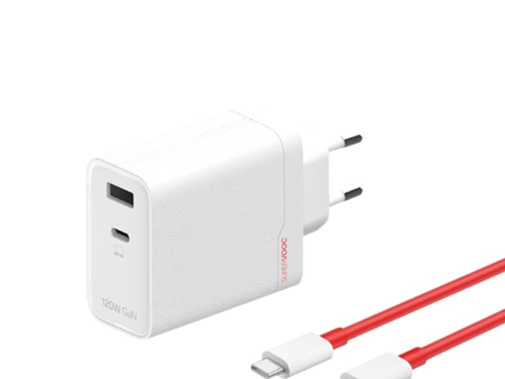 OnePlus SUPERVOOC - 120 watin virtalähde - kaksi porttia - VOOC, pikalataus, PD/PPS - 2 lähtöliitintä (USB, 24-pinninen USB-C)