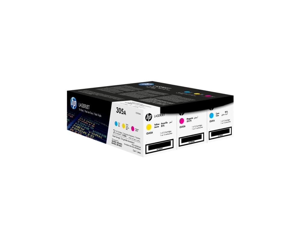 HP 305A, alkuperäinen syaani/magenta/keltainen LaserJet-värikasetti, kolmen pakkaus, 2600 sivua, Syaani, Magenta, Keltainen, 3 kpl
