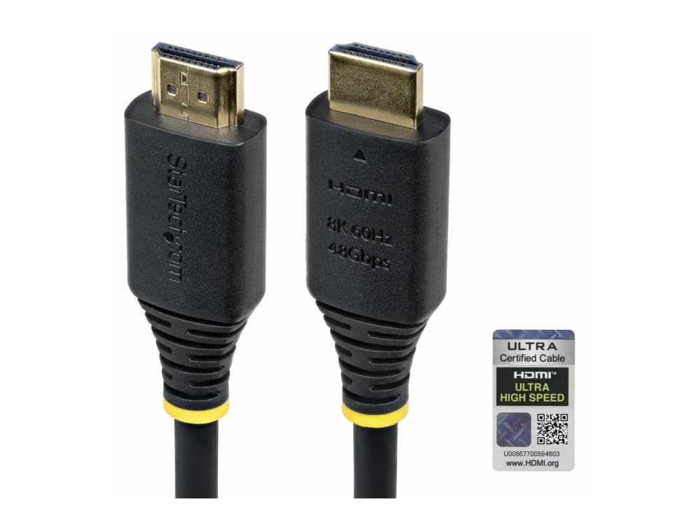 StarTech.com HDMI21-CBL-8K60-2M, 2 m, HDMI-tyyppi A (vakio), HDMI-tyyppi A (vakio), 48 Gbit/s, Äänen paluukanava (ARC), musta
