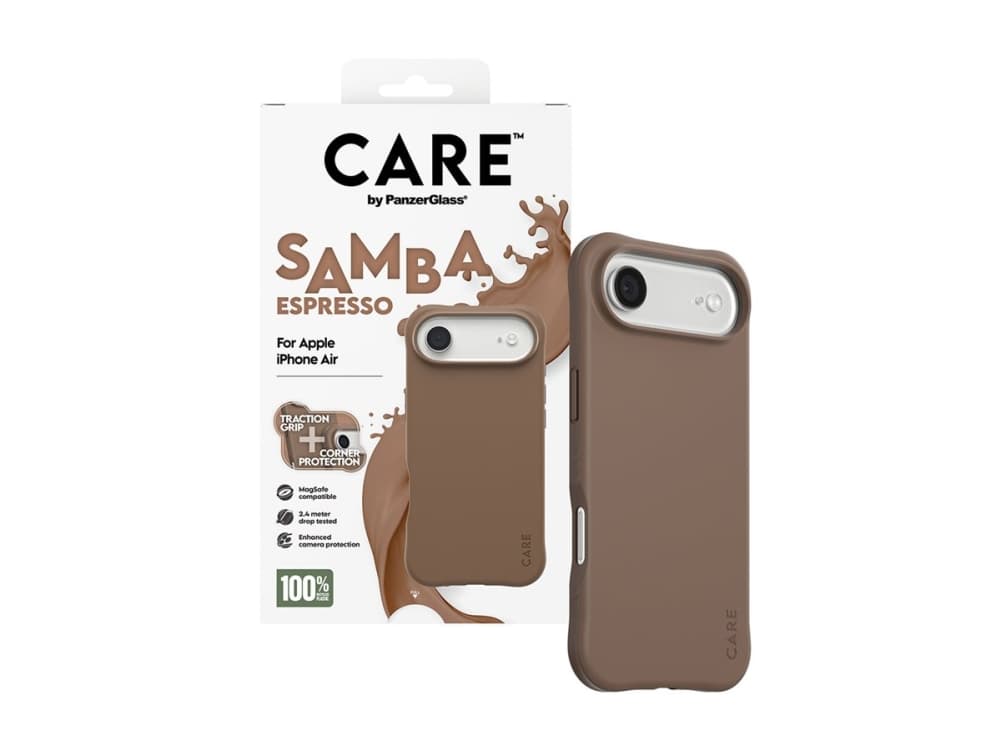 PanzerGlass CARE™ by ® Samba Case Espresso w. MagSafe iPhone Air, Suojus, Apple, Apple - iPhone Air, Ruskea