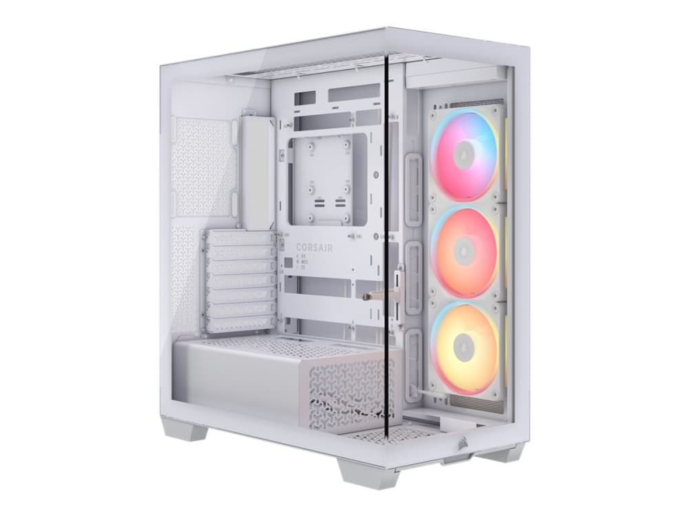 Corsair Midi Tower 3500X LXR LINK TG, Midi Tower, PC, Valkoinen, ATX, EATX, mikro ATX, Mini-ITX, Terästä, Karkaistu lasi, 17 cm
