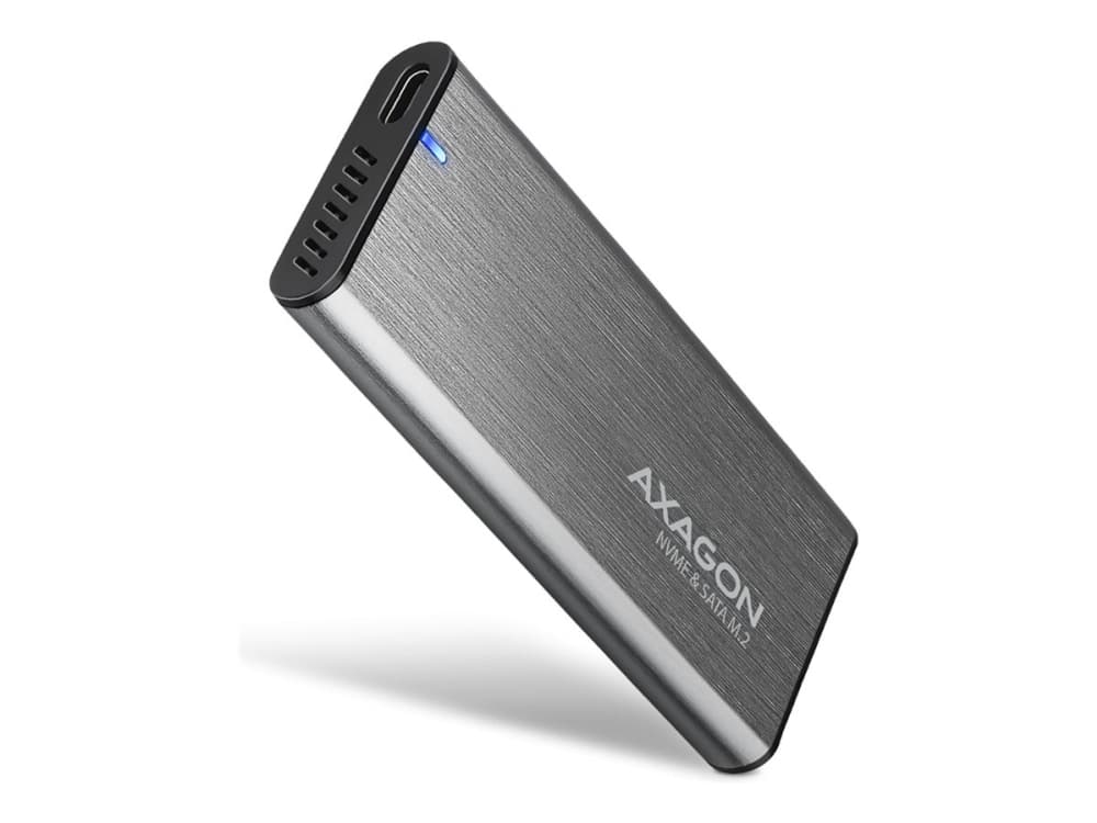 AXAGON EEM2-SG2 RAW BOX ulkoinen kotelo M.2 SSD-asemille USB-C 3.2 Gen 2 - hopea