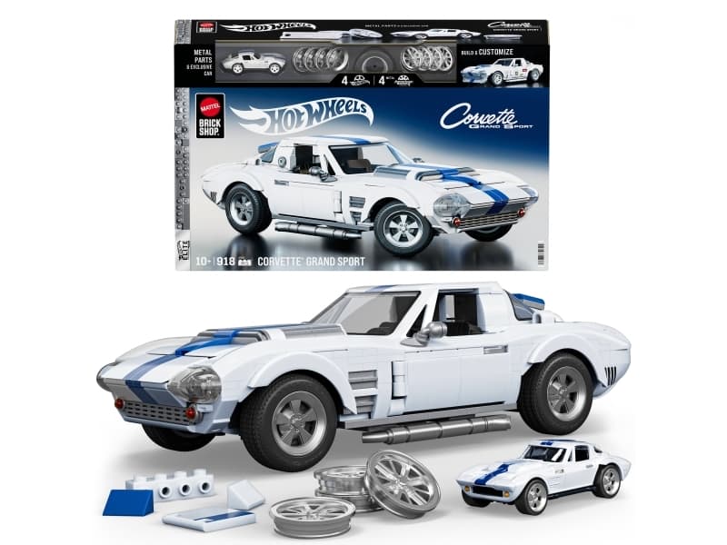 Mattel Brick Shop Hot Wheels Corvette Grand Sport, Rakennuspakkaus, 10 vuosi/vuosia, Muovi, 918 kpl, 850 g