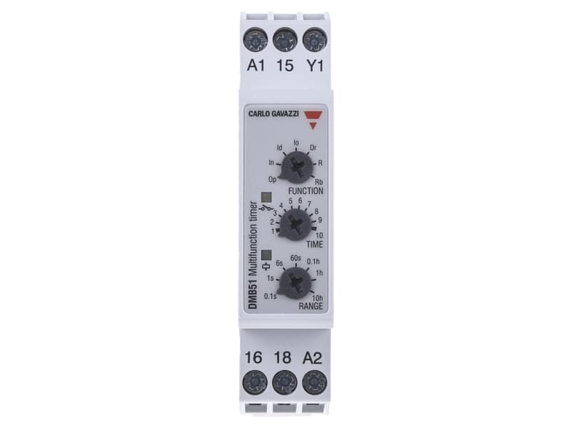 CARLO GAVAZZI Monitoimiajastin, 1CO kelluva 5A, 250VAC, kelan jännite 24VDC / 24-240VAC, säätöalue 0,1s.-100h., DIN