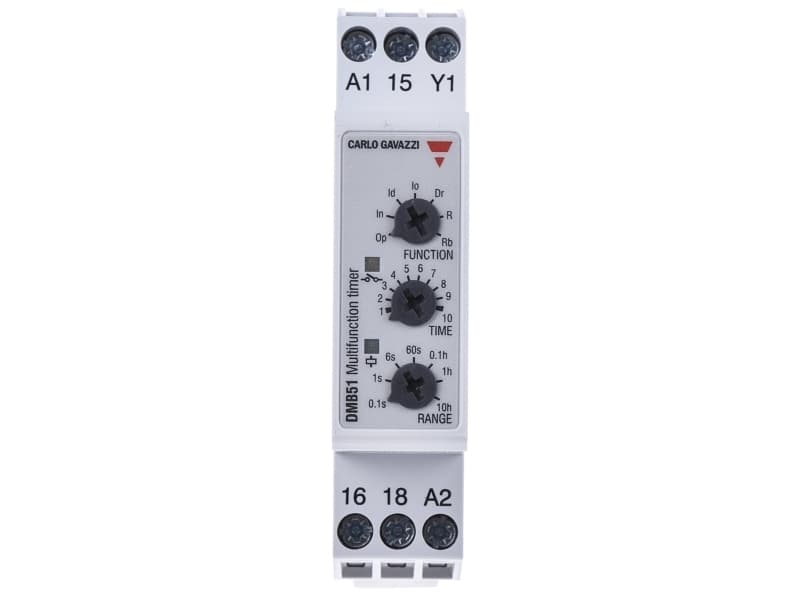 CARLO GAVAZZI Monitoimiajastin, 1CO kelluva 5A, 250VAC, kelan jännite 12-240V AC/DC, säätöalue 0,1s.-100h., DIN