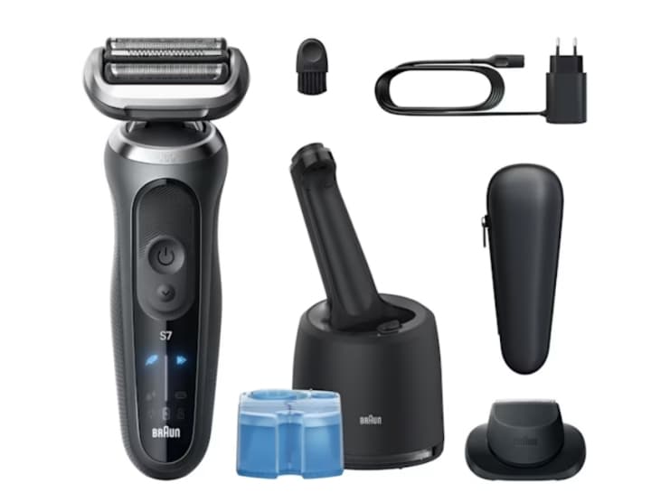 Braun Series 7 72-C7200, Kalvoparranajokone, Musta, Ruostumaton teräs, Painikkeet, Intensiivinen, Normaali, LED