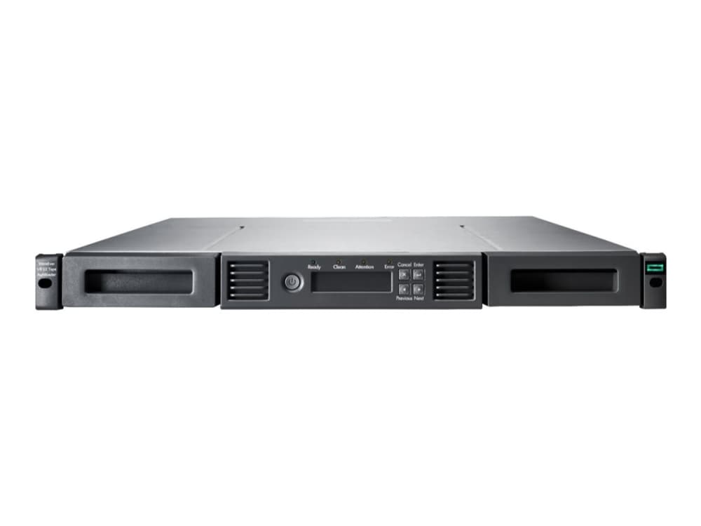 HPE Storage MSL 1/8 - Tape autoloader - 144 TB / 360 TB - laajennusyksiköt: 8 - LTO Ultrium (18 TB / 45 TB) - Ultrium 9 - yksiköiden maksimimäärä: 1 - lasikuitukanava - räkkiversio - 1U - viivakoodinlukija