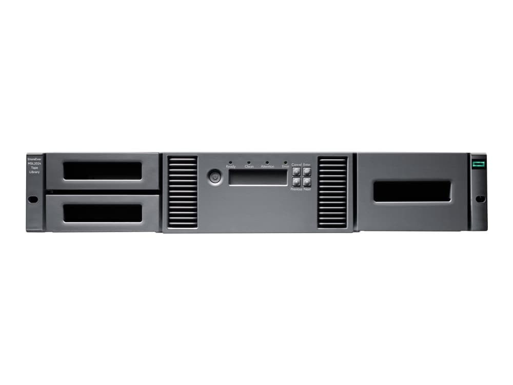 HPE Storage MSL2024 - Nauhakirjasto - 288 TB / 720 TB - laajennusyksiköt: 24 - LTO Ultrium (12 TB / 30 TB) x 1 - Ultrium 8 - yksiköiden maksimimäärä: 2 - kuitukanava - räkkiasennus - 2U - viivakoodinlukija, salausmenetelmät