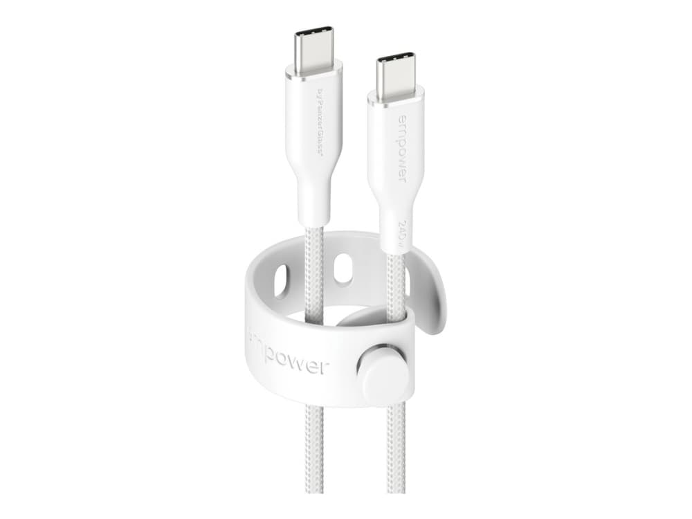 PanzerGlass empower™ by ® Racing 240W USB-C to USB-C Cable | USB 2.0 | 1.2M | Silver White, Valkoinen