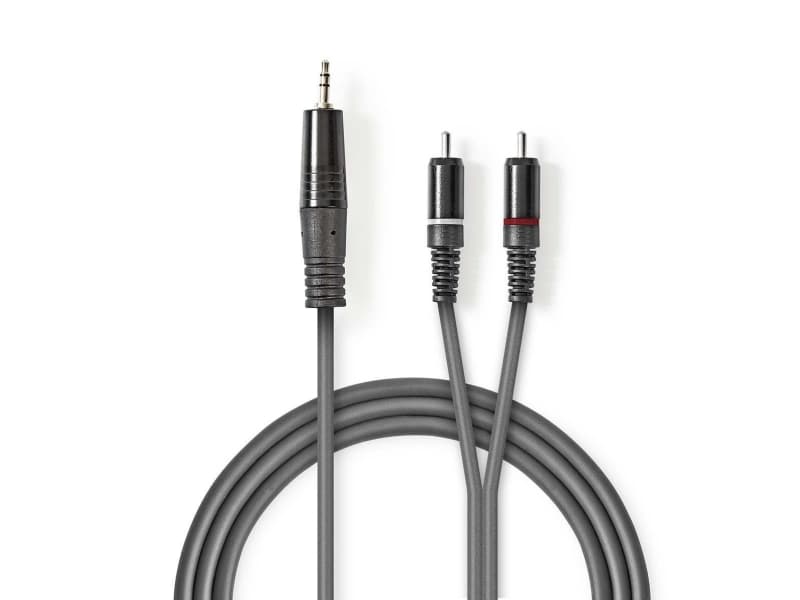 Nedis COTH22200GY30, 3.5mm, urosliitin, 2 x RCA, urosliitin, 3 m, harmaa
