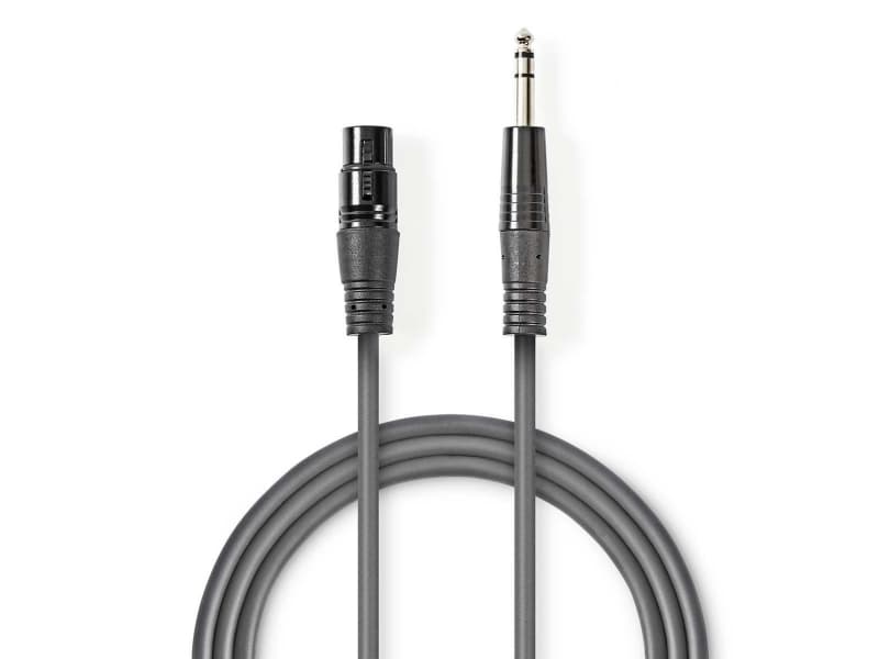 Nedis COTH15110GY15, XLR (3-nastainen), 6,35mm, kupari, 1,5 m, harmaa
