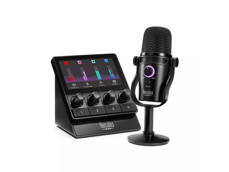 Hercules Stream Starter Kit, Rotaatio, USB Type-C, Pöytämikrofoni, Yksisuuntainen/Kardioidi, 50 - 18000 Hz, -53 dB
