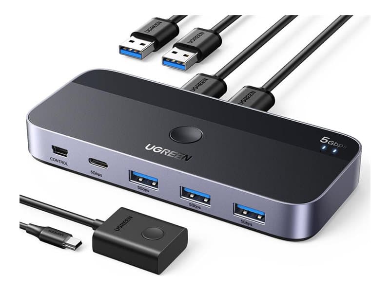 Ugreen USB 3.0 kytkin UGREEN CM662, 2X4 out (musta)