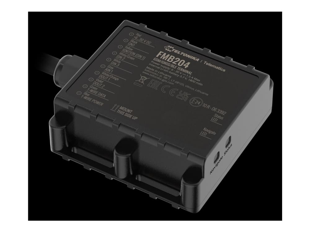 Teltonika FMB204, 0,128 GB, Micro-USB, Uudelleenladattava, Litiumioni (Li-Ion), 3,7 V, 1800 mAh