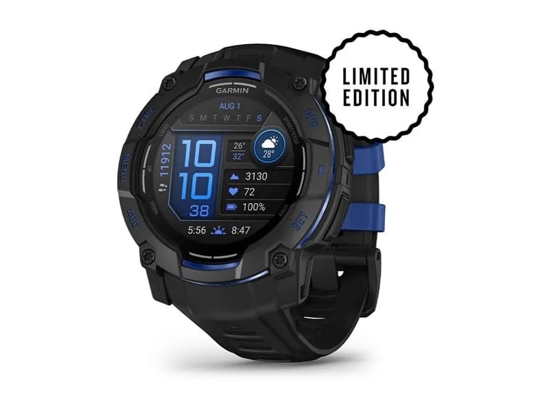 Garmin Instinct® 3 - Instinct® 3 - 50 mm, AMOLED musta ja 26 mm Bolt Blue silikoninen vaihdettava ranneke