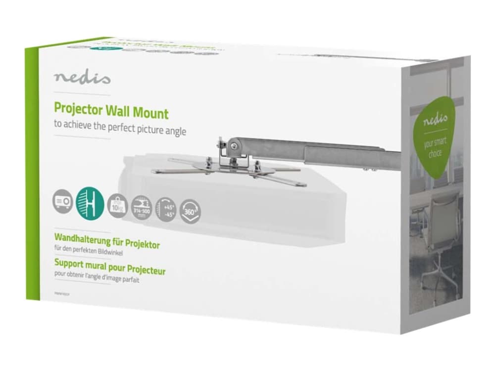 Nedis PJWM100GY, 10 kg, 0 - 90°, Terästä, Hopea