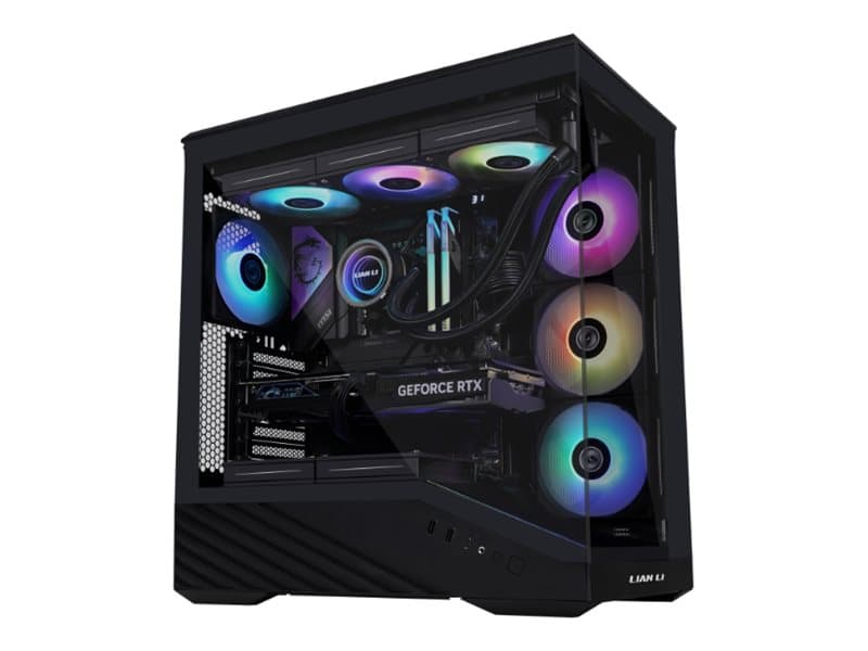 Lian Li Vector V100, Midi Tower, PC, musta, Läpinäkyvä, ATX, EATX, mikro ATX, Mini-ITX, Muovi, Terästä, Karkaistu lasi, Pelaaminen