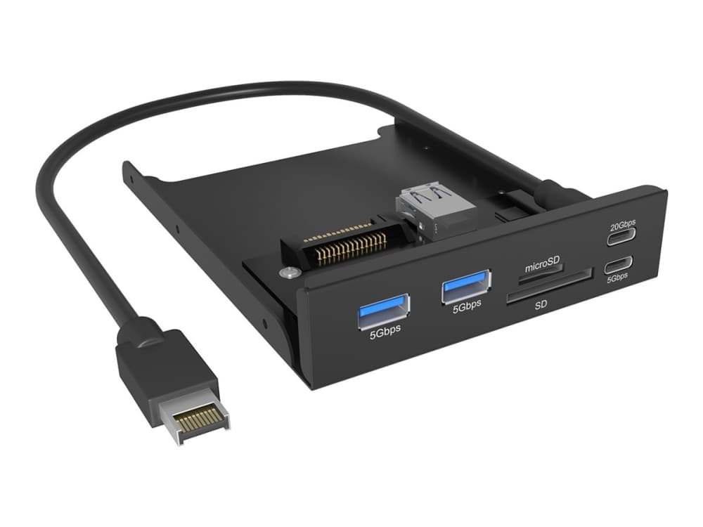 ICY BOX IB-HUB1419-i3 etupaneeli f. 3,5-korttipaikka USB Type-C/Type-A -keskittimellä ja kortinlukijalla (61169)