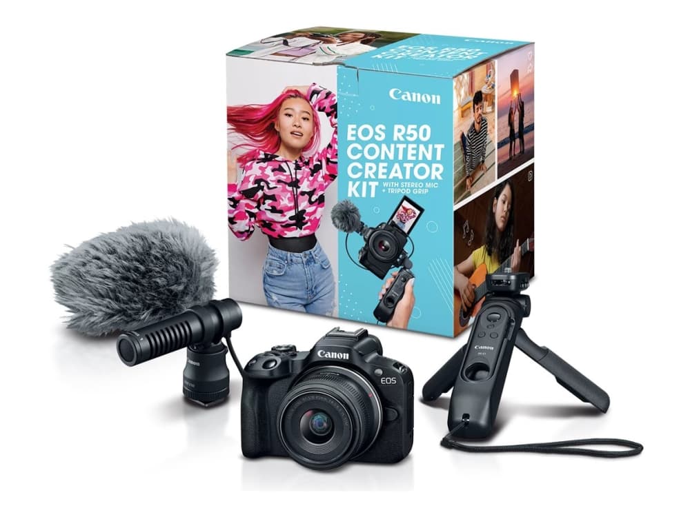 Canon EOS R50 V + RF-S 14-30mm F4-6.3 IS STM PZ Creator Kit, 24,2 MP, 6000 x 4000 pikseliä, CMOS, 4K Ultra HD, Kosketusnäyttö, musta
