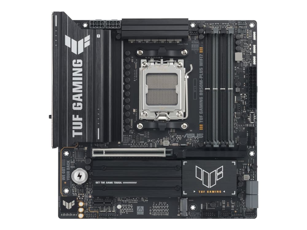 ASUS TUF GAMING B850M-PLUS WIFI7, AMD, Socket AM5, AMD Ryzen 7000 Series, AMD Ryzen 8000 Series, AMD Ryzen 9000 Series, Socket AM5, DDR5-SDRAM, 256 GB