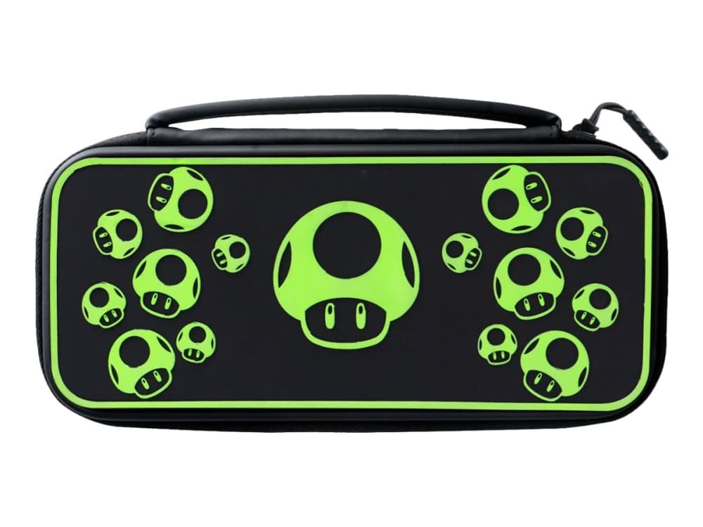 PDP 500-224-1UP, Hardshell case -kotelo, Nintendo, Musta, Vihreä, Nintendo Switch, Nintendo Switch Lite, Nintendo Switch OLED, Naarmuuntumisenkestävä, Vetoketju