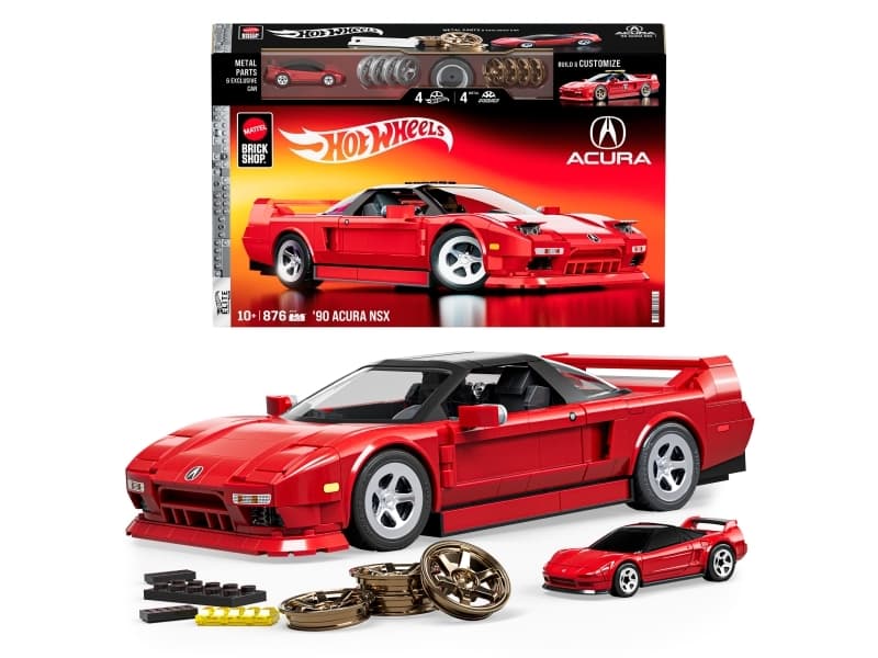 Mattel Brick Shop Hot Wheels ’90 Acura NSX -rakennussarja (876 osaa), keräilijöille, Rakennuspakkaus, 10 vuosi/vuosia, Muovi, 276 kpl, 0 g
