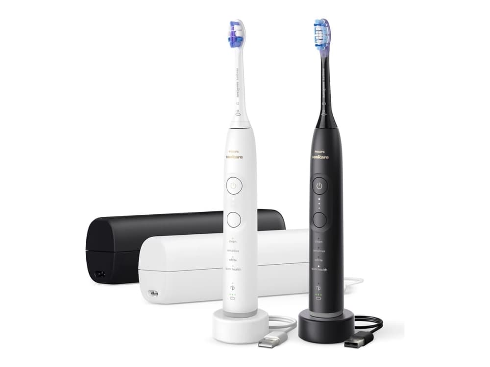 Philips Series 7100 HX7429/02 Ladattava sähköhammasharja, Aikuinen, Sonic-hammasharja, Päivittäinen käyttö, Ienhoito, Herkkä, Valkaisu, 62000 liikettä minuutissa, musta, Valkoinen, 2 min, 4 x 30 s