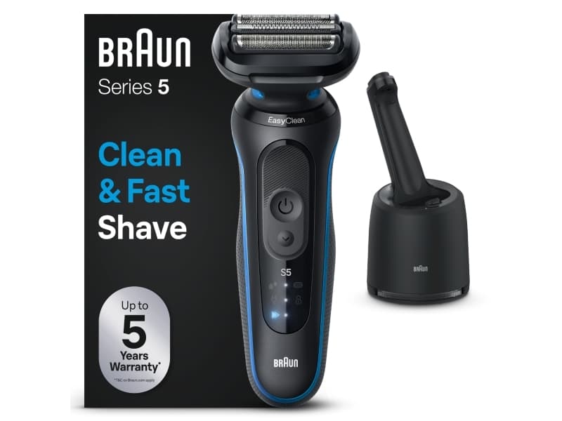 Braun Series 5 52-B7000cc, Folie parranajokone, Lajittelu, EasyClean, Knapper, LED, Paristokäyttöinen