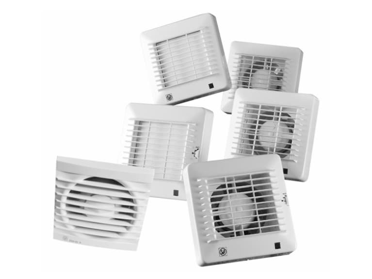 THERMEX Fan EDM 100 T Scandic kiinteällä ajastimella (8 min.). Ilmavirta 95 m³/h, mitat 155x155/ø98 mm.